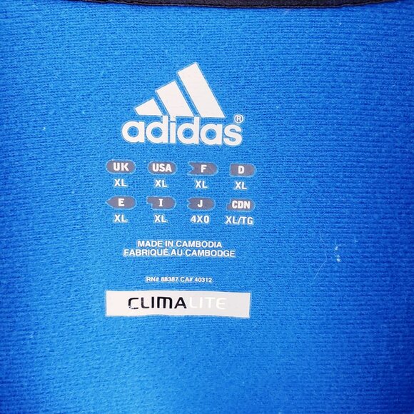 Adidas Blue Full-Zip Climalite Track Jacket With Striped Sleeves Mens XL - Picture 9 of 9